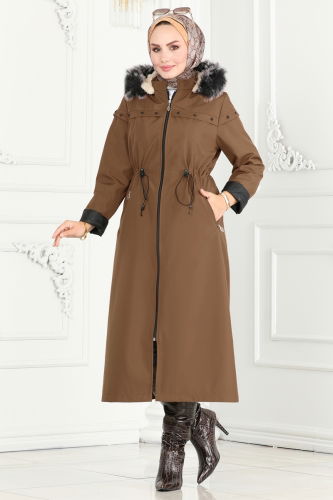 moda selvim Coat 0851MSA980 Tan - Thumbnail