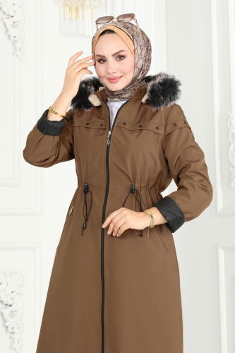 moda selvim Coat 0851MSA980 Tan - Thumbnail