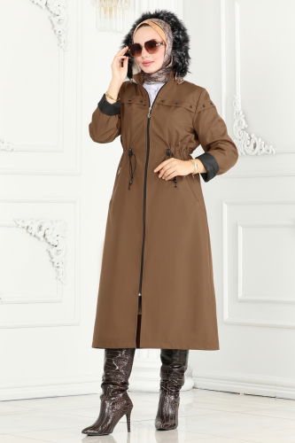 moda selvim Coat 0851MSA980 Tan - Thumbnail