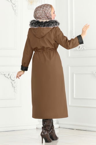 moda selvim Coat 0851MSA980 Tan - Thumbnail