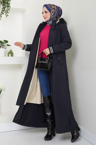 moda selvim Coat 0853MSA980 Navy Blue - Thumbnail