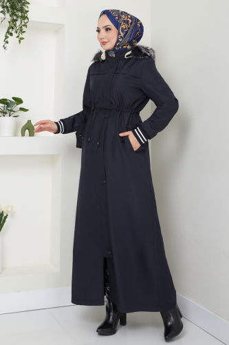 moda selvim Coat 0853MSA980 Navy Blue - Thumbnail