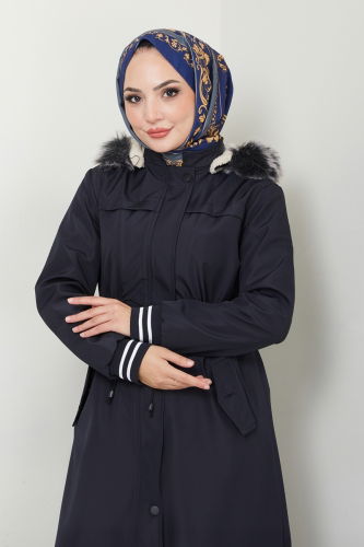 moda selvim Coat 0853MSA980 Navy Blue - Thumbnail