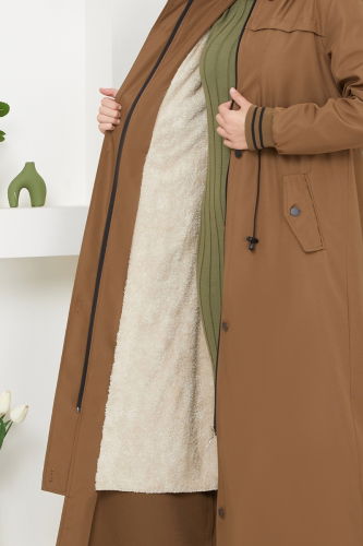 moda selvim Coat 0853MSA980 Tan - Thumbnail