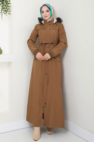 moda selvim Coat 0853MSA980 Tan - Thumbnail