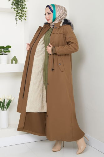 moda selvim Coat 0853MSA980 Tan - Thumbnail