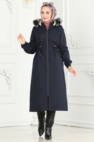 moda selvim Coat 0855MSA980 Navy Blue - Thumbnail