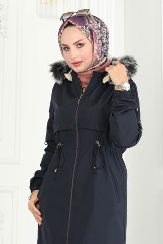 moda selvim Coat 0855MSA980 Navy Blue - Thumbnail