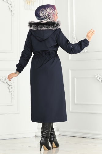 moda selvim Coat 0855MSA980 Navy Blue - Thumbnail