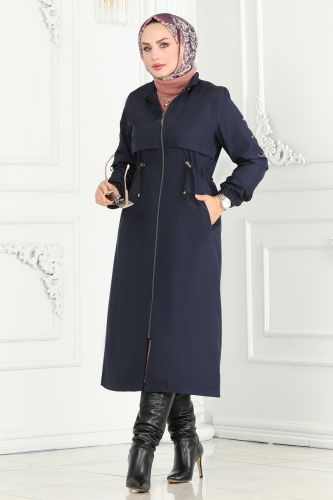 moda selvim Coat 0855MSA980 Navy Blue - Thumbnail