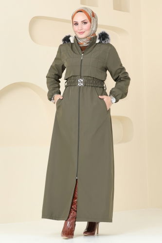 moda selvim Coat 0856MSA980 Khaki - Thumbnail