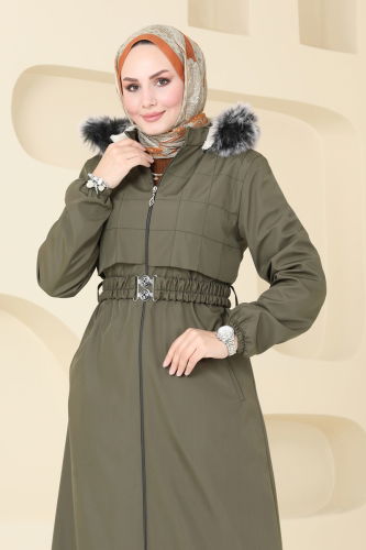 moda selvim Coat 0856MSA980 Khaki - Thumbnail