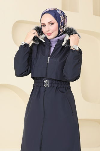 moda selvim Coat 0856MSA980 Navy Blue - Thumbnail