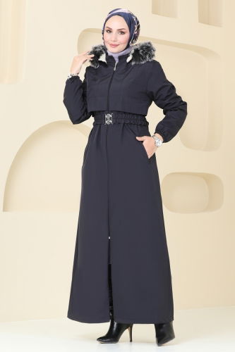 moda selvim Coat 0856MSA980 Navy Blue - Thumbnail