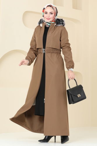 moda selvim Coat 0856MSA980 Tan - Thumbnail