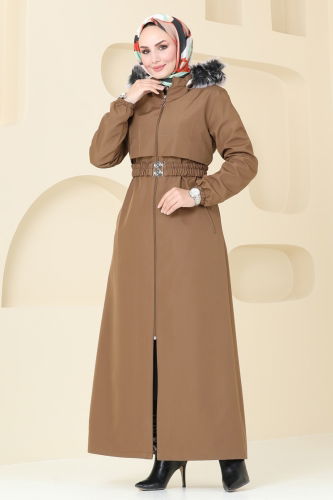 moda selvim Coat 0856MSA980 Tan - Thumbnail