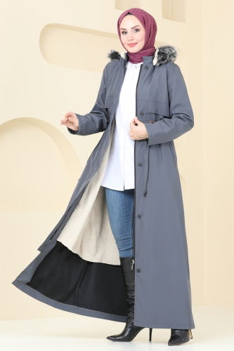 moda selvim Coat 0857MSA980 Anthracite - Thumbnail