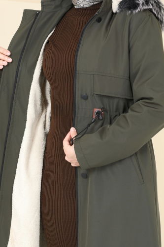 moda selvim Coat 0857MSA980 Khaki - Thumbnail