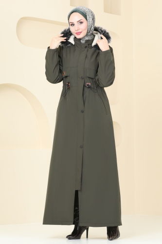 moda selvim Coat 0857MSA980 Khaki - Thumbnail