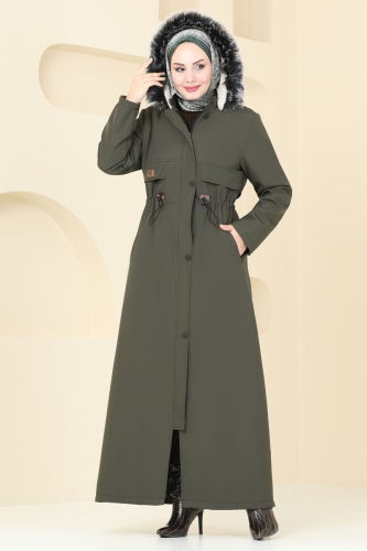 moda selvim Coat 0857MSA980 Khaki - Thumbnail