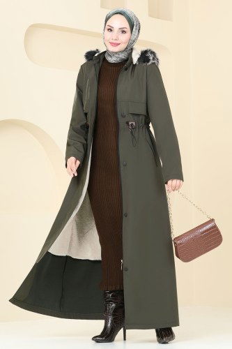 moda selvim Coat 0857MSA980 Khaki - Thumbnail