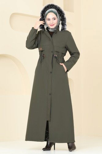 moda selvim Coat 0857MSA980 Khaki - Thumbnail