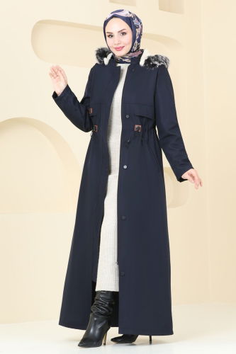 moda selvim Coat 0857MSA980 Navy Blue - Thumbnail