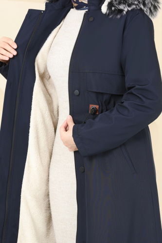 moda selvim Coat 0857MSA980 Navy Blue - Thumbnail