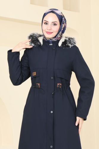 moda selvim Coat 0857MSA980 Navy Blue - Thumbnail