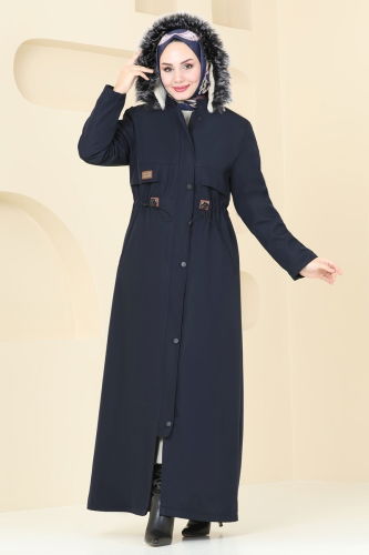 moda selvim Coat 0857MSA980 Navy Blue - Thumbnail