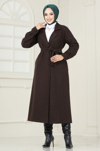 moda selvim Coat 1095BRZ597 Brown - Thumbnail