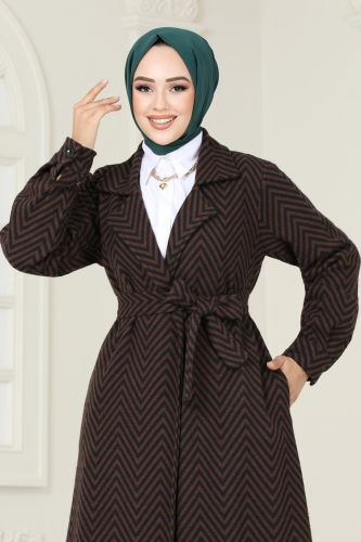 moda selvim Coat 1095BRZ597 Brown - Thumbnail