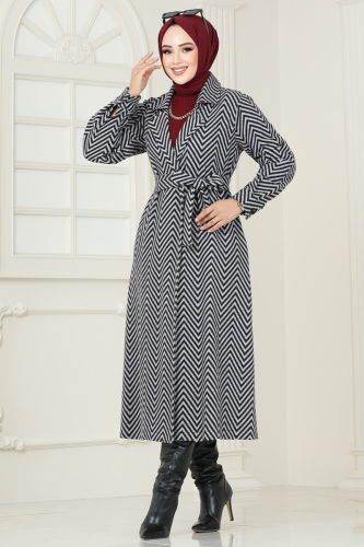 moda selvim Coat 1095BRZ597 Gray - Thumbnail