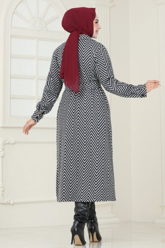 moda selvim Coat 1095BRZ597 Gray - Thumbnail