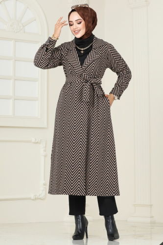 moda selvim Coat 1095BRZ597 Latte - Thumbnail