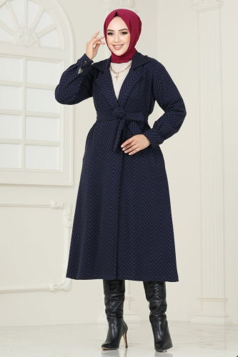 moda selvim Coat 1095BRZ597 Navy Blue - Thumbnail