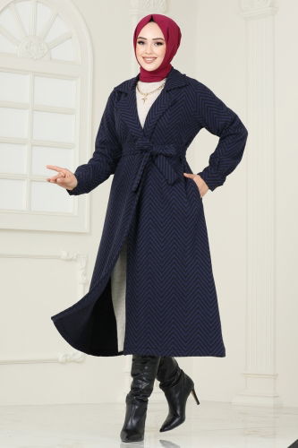 moda selvim Coat 1095BRZ597 Navy Blue - Thumbnail