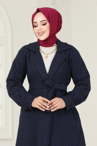 moda selvim Coat 1095BRZ597 Navy Blue - Thumbnail