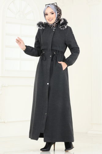 moda selvim Coat 1114OZT1013 Anthracite - Thumbnail