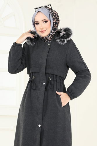 moda selvim Coat 1114OZT1013 Anthracite - Thumbnail