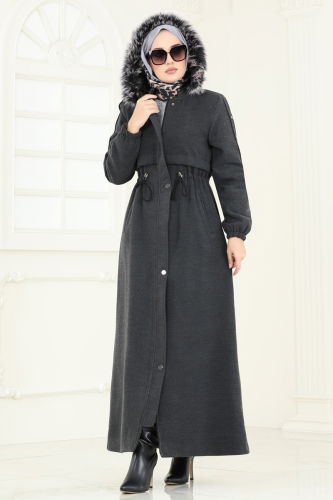 moda selvim Coat 1114OZT1013 Anthracite - Thumbnail