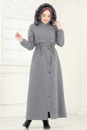 moda selvim Coat 1114OZT1013 Gray - Thumbnail