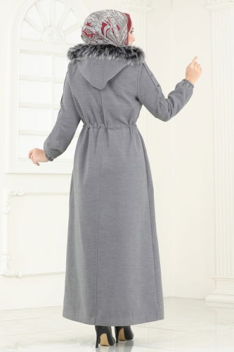 moda selvim Coat 1114OZT1013 Gray - Thumbnail