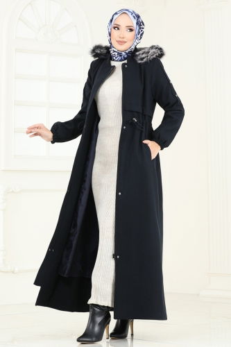 moda selvim Coat 1114OZT1013 Navy Blue - Thumbnail