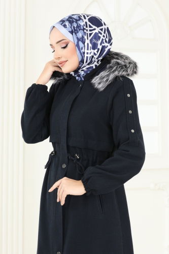 moda selvim Coat 1114OZT1013 Navy Blue - Thumbnail