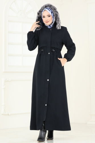 moda selvim Coat 1114OZT1013 Navy Blue - Thumbnail