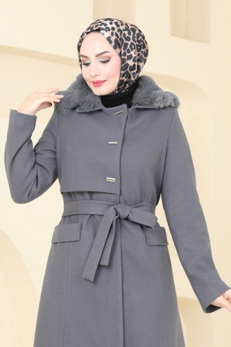 moda selvim Coat 1121OZT1013 Anthracite - Thumbnail