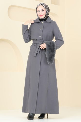 moda selvim Coat 1121OZT1013 Anthracite - Thumbnail