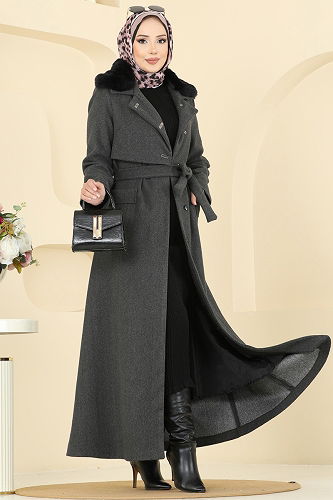 moda selvim Coat 1121OZT1013 Anthracite - Thumbnail