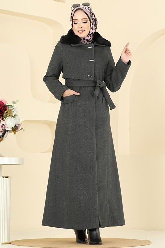 moda selvim Coat 1121OZT1013 Anthracite - Thumbnail